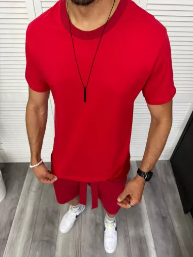Trening barbati rosu pantaloni + tricou 13296 D2-2.4